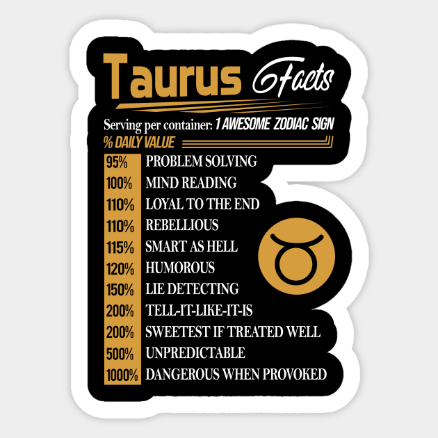 TAURUS FACTS Sticker by BTTEES